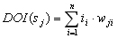DOI(s_j)=Sigma_i(i_i x w_ji)